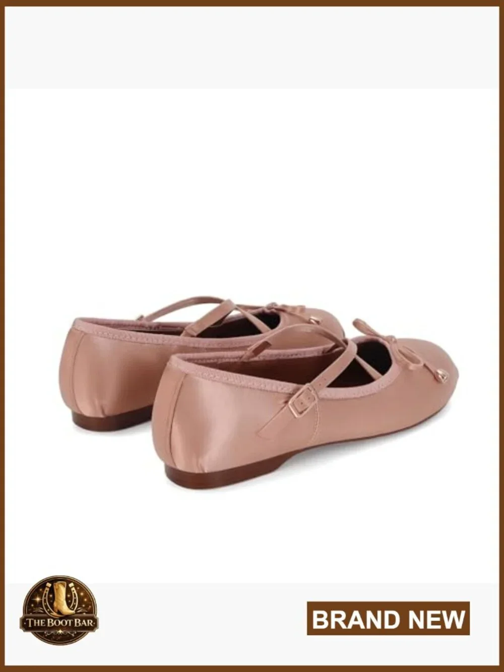 Satin Ballet Flats with Bow and Adjustable Strap